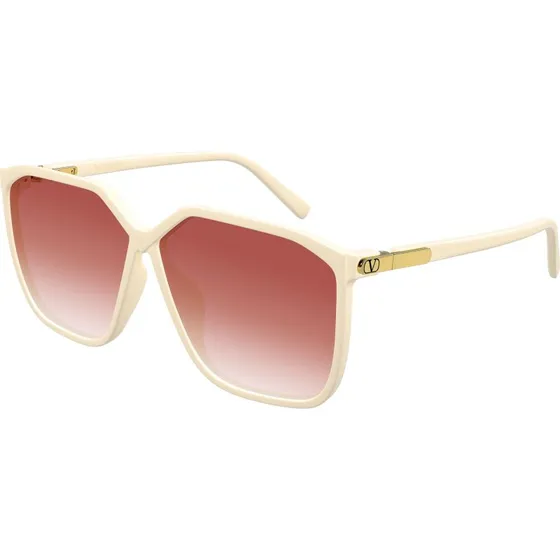 Valentino VG0025S Lunettes de Soleil Géométriques Ivoire Rouge