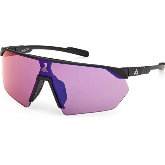 Adidas SP0076 Lunettes de soleil noires avec verres miroir lilas