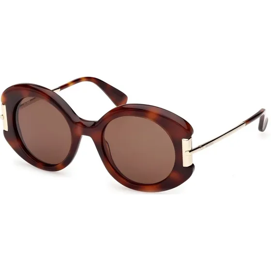 Max Mara Lunettes de Soleil MM0188 52E Rondes en Acétate Havane