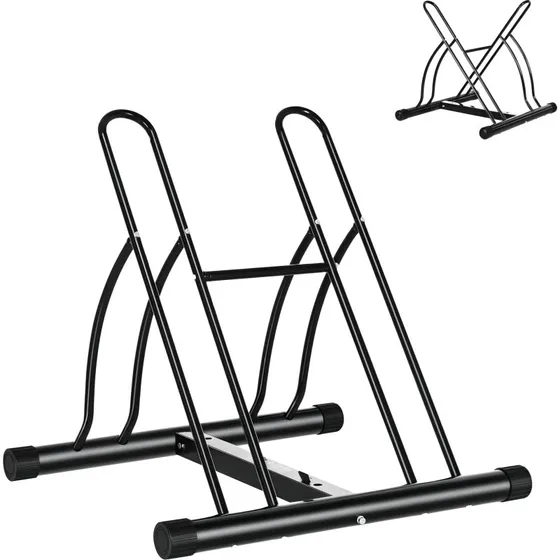 HOMCOM Râtelier 2 vélos acier époxy noir 54x60x57 cm