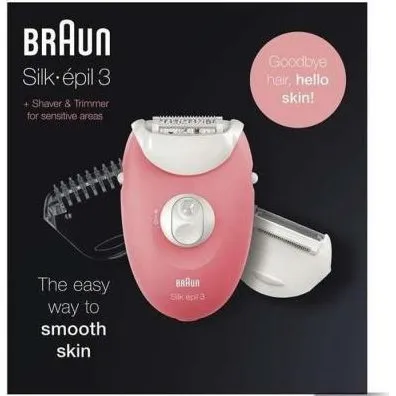 Braun Silk-épil 3 Épilateur Électrique Femme Blanc/Rose