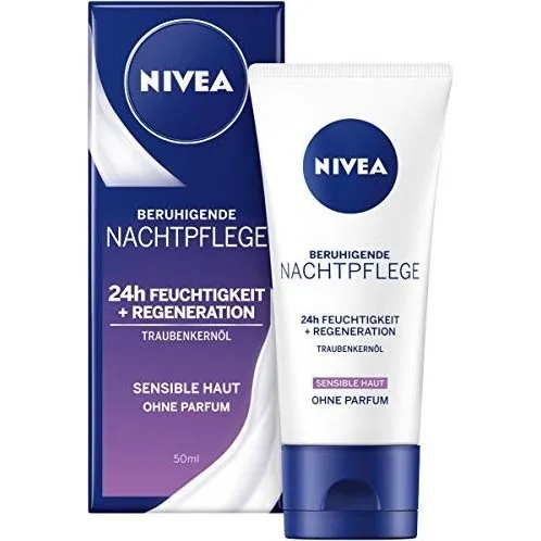 NIVEA Beruhigende Nachtpf 24h Feucht+Regen Sensi H, 50 ml