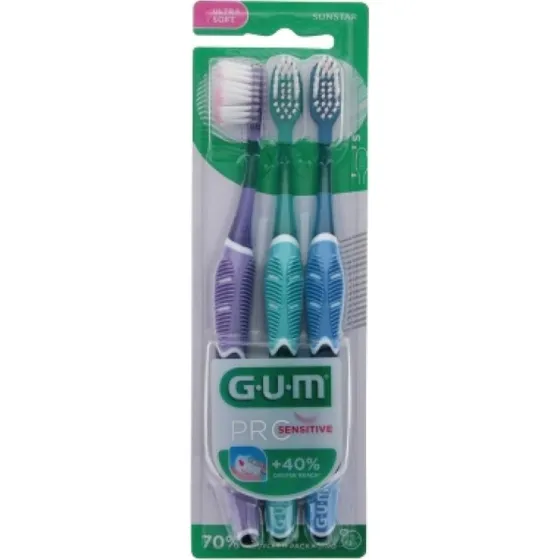 GUM Brosse à Dents Pro Sensitive 510 Ultra Soft - Lot de 3