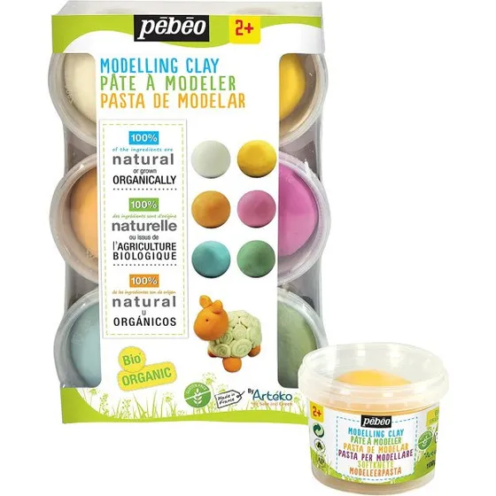Pébéo Set Découverte XXL Pâte à Modeler Bio 6 pots 350g