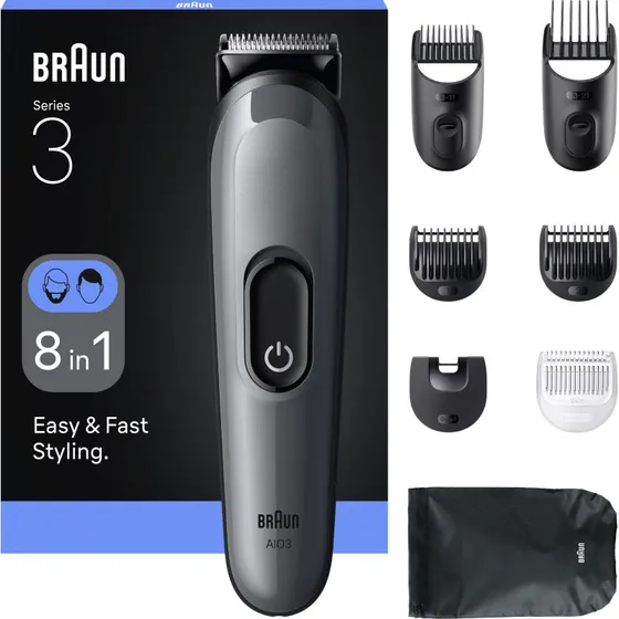 Braun AIO3540 Tondeuse Tout-En-Un 14 Longueurs Noir/Gris