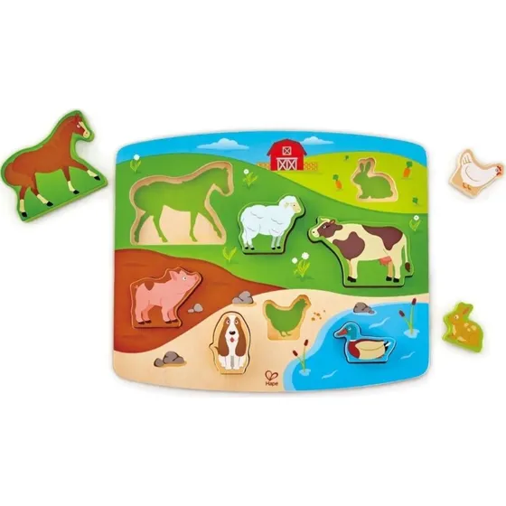 Hape - Puzzle double face ferme 2 en 1
