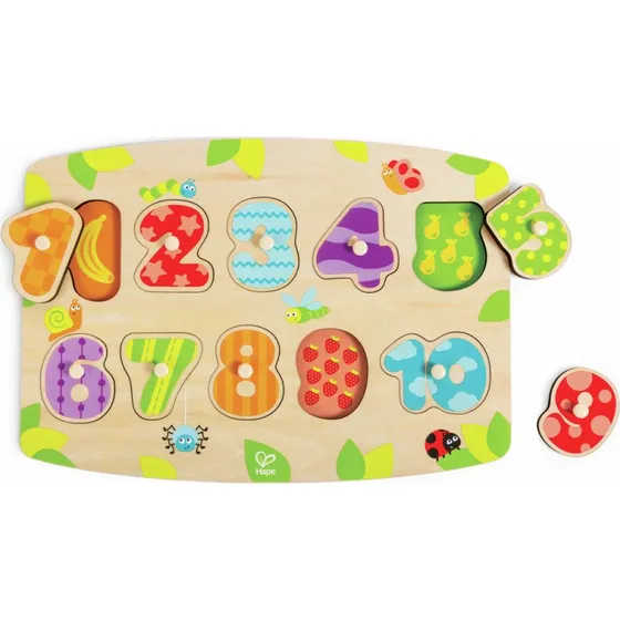 Hape Puzzle Boutons Chiffres en Bois 1-10