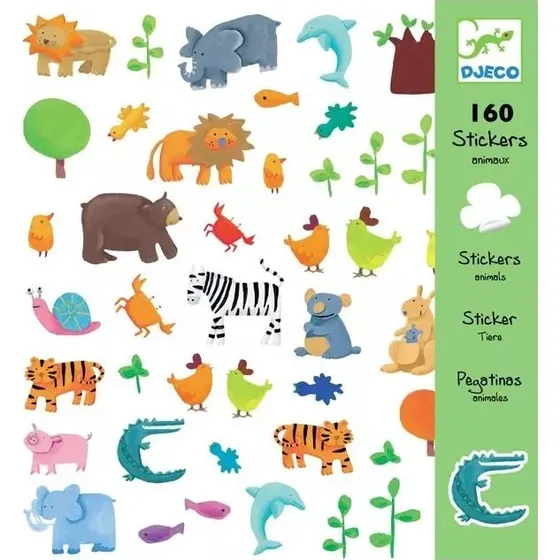 Djeco - Planche de 160 Stickers Animaux