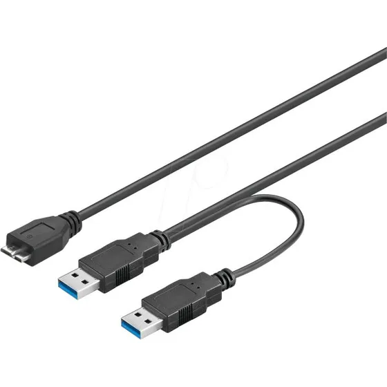 Goobay 95746 Câble USB 3.0 Dual Power Noir 0,3 m