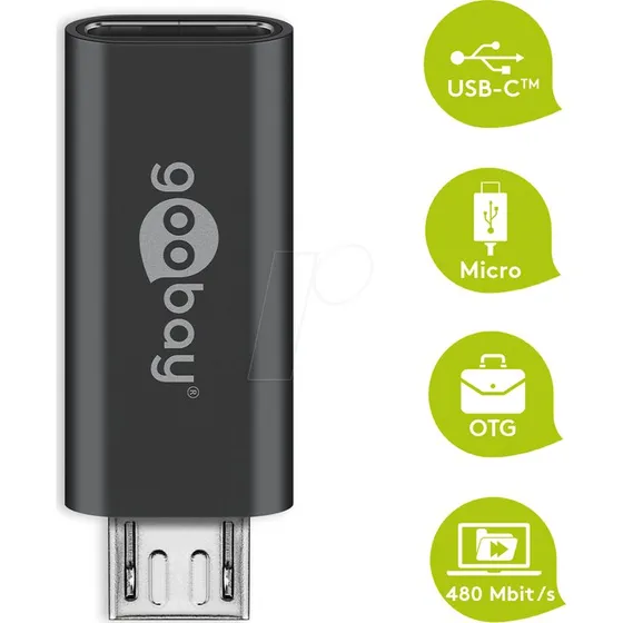 Goobay Adaptateur USB-C vers micro-USB, noir