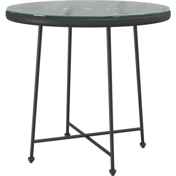 vidaXL Table ronde noire 80 cm Verre tremp & acier
