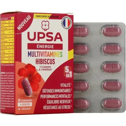 Upsa Energie Multivitamines Hibiscus 30 comprims