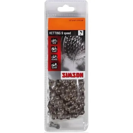 Simson Chaîne 9 Vitesses 1/2" x 5/64" Argent