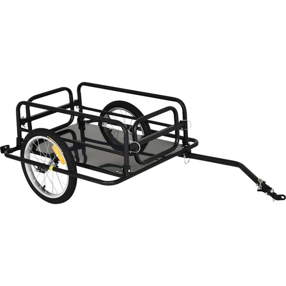 HOMCOM Remorque Vélo 70L Acier Noir Pliable