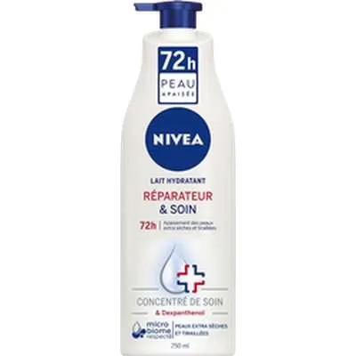 NIVEA Lait Hydratant Réparateur 72h 2x250 ml