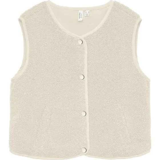 Vero Moda Gilet Écru Sherpa Sans Manches