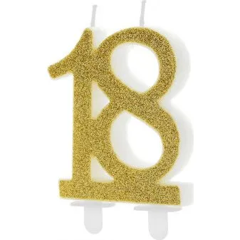 Bougie 18 Ans Or Paillettes 7,5 cm