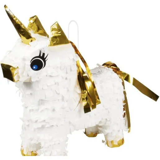 Mini Piñata Licorne 21 cm - Blanche et Dorée