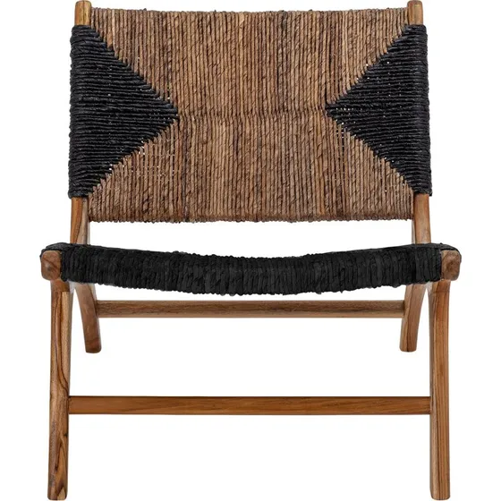 Bloomingville Grant Chaise Lounge Teck Feuilles de Bananier Noir