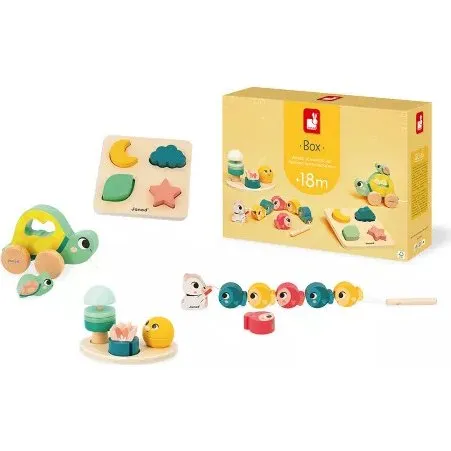 Janod Box 18 mois - Jouets en bois pour motricité fine