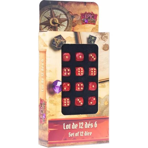 Micromania - Lot de 12 dés d6 rouges 12mm