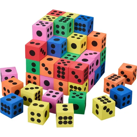 60 Dés en mousse douce colorés - Lot de 60