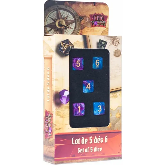 Micromania - Lot de 5 dés d6 16mm bleu et violet