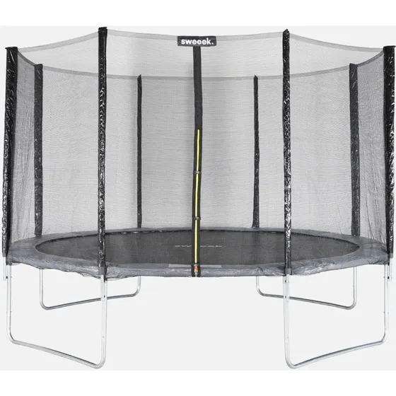Saturne Trampoline 370 cm Gris avec Filet de Sécurité
