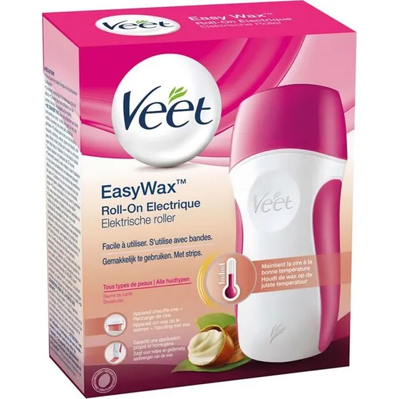 Veet EasyWax Roll On - Kit Épilation Cire Électrique Rose Blanc