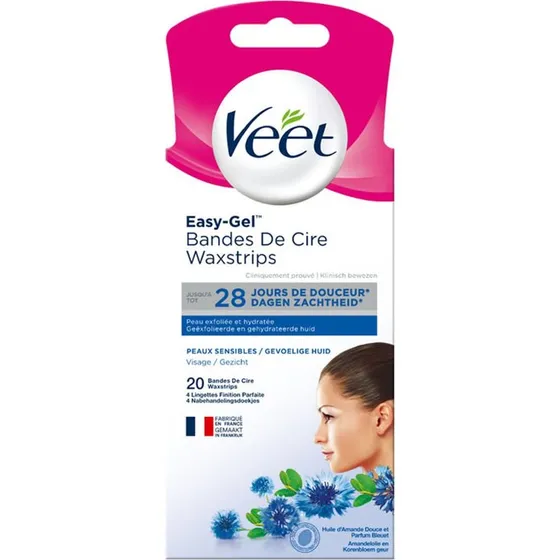 Veet EASY GEL - 20 Bandes de Cire Froide Visage