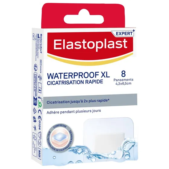 Elastoplast Waterproof XL Cicatrisation Rapide - 8 Pansements
