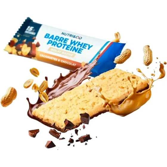 Nutri&Co Barre Whey Cacahuètes Chocolat