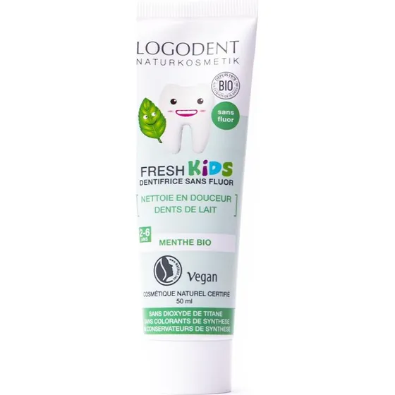 Logona Dentifrice Fresh Kids Menthe Douce 50 ml Sans Fluor
