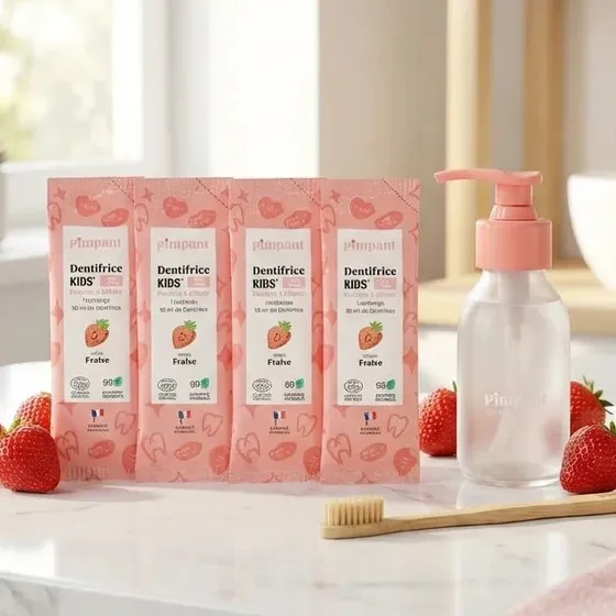 Pimpant Coffret Dentifrice Kids Fraise 4 recharges + 1 bouteille