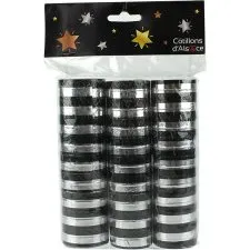 Serpentins 3 Rouleaux 4m Argent Noir