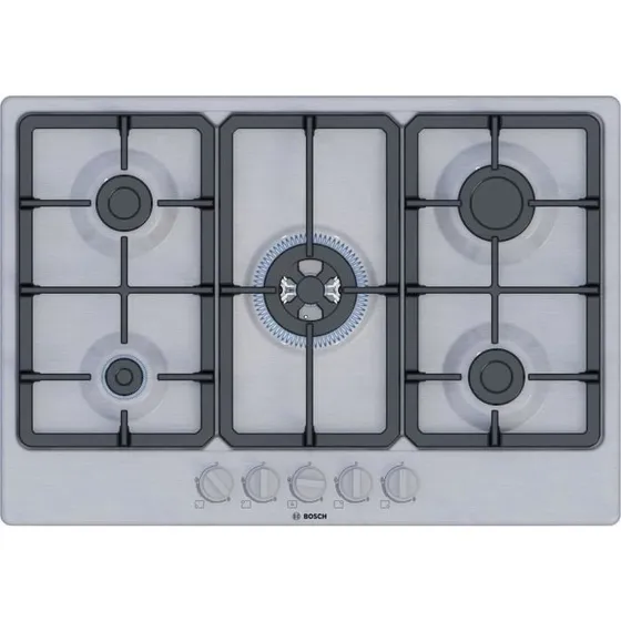 BOSCH PGQ7B5K90 - Table de cuisson à gaz 5 foyers inox 75 cm