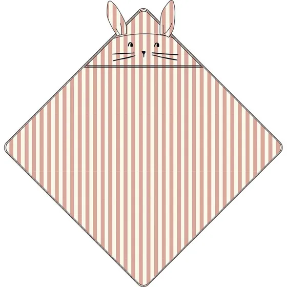 Liewood Cape de bain bébé coton bio Lapin corail 70x70 cm