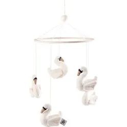 Sebra Mobile Bébé Cygne en Bois Naturel