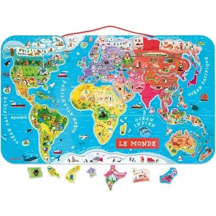 Janod Puzzle Monde Magnétique 92 Pièces