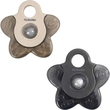 Filibabba Lot de 2 anneaux de dentition étoile gris