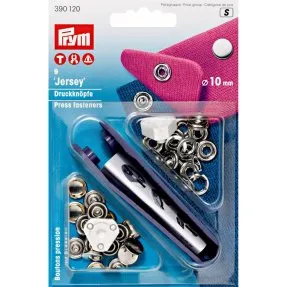 Prym Jersey Druckknopf 10 mm argent, glatte Kappe