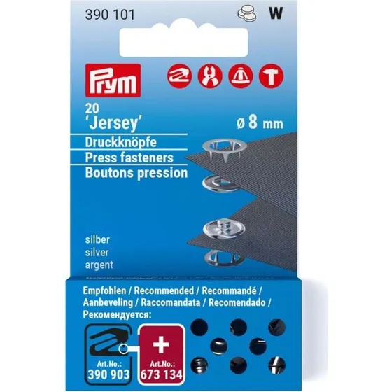 Prym - 20 Boutons Pression Jersey 8 mm Argent