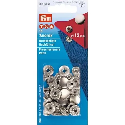 Prym - Recharge Pression Anorak 12 mm Argenté