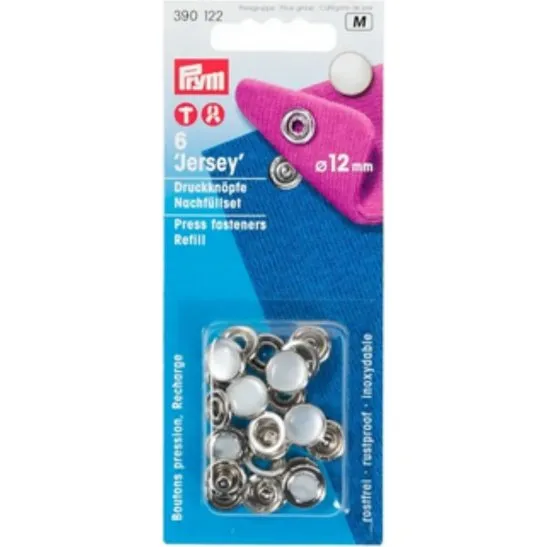Recharge de 6 boutons pression jersey 12 mm nacré