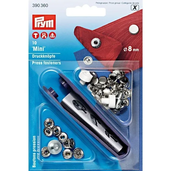 Prym Mini Boutons Pression 8mm Argent Lot de 10