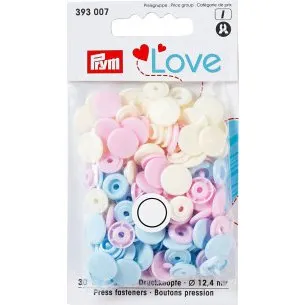 Prym Color Snaps, 30 pièces, bleu, rose, jaune