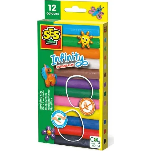 Ses Creative Infinity - Pâte à modeler 12 couleurs 180g