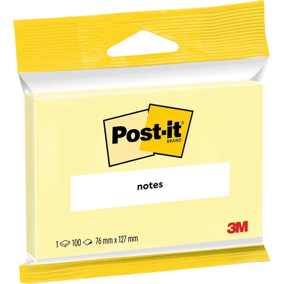 3M Post-it Notes 76x127 mm Jaune, 100 feuilles