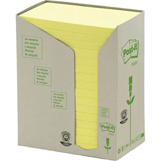 Post-it 16 blocs jaune 76x127 mm recyclés