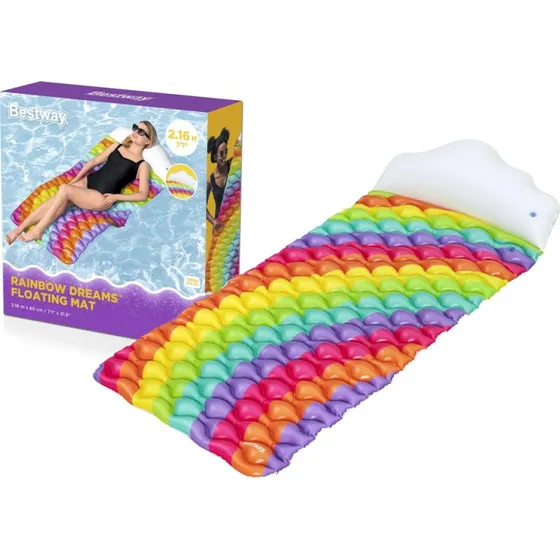 Bestway Matelas Gonflable Arc-en-ciel 216x80 cm Multicouleur